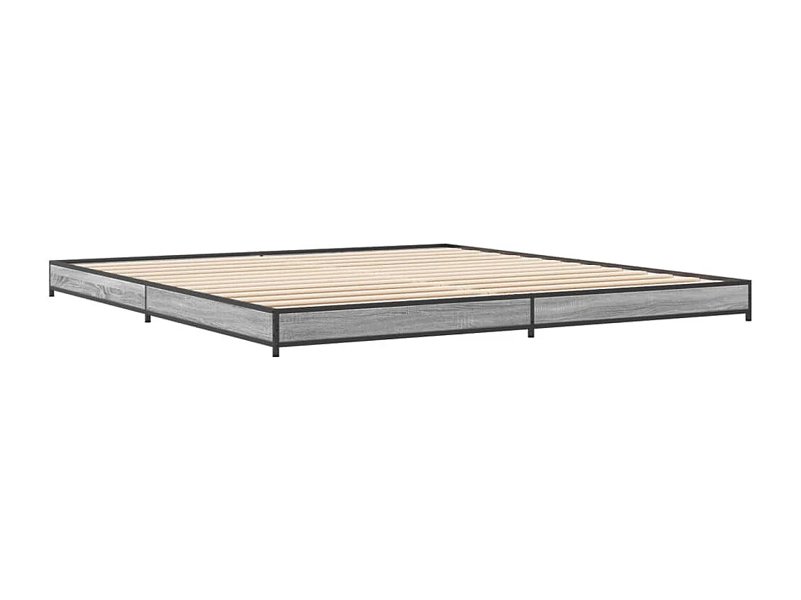 vidaXL Estructura cama madera ingeniería metal gris Sonoma 200x200 cm