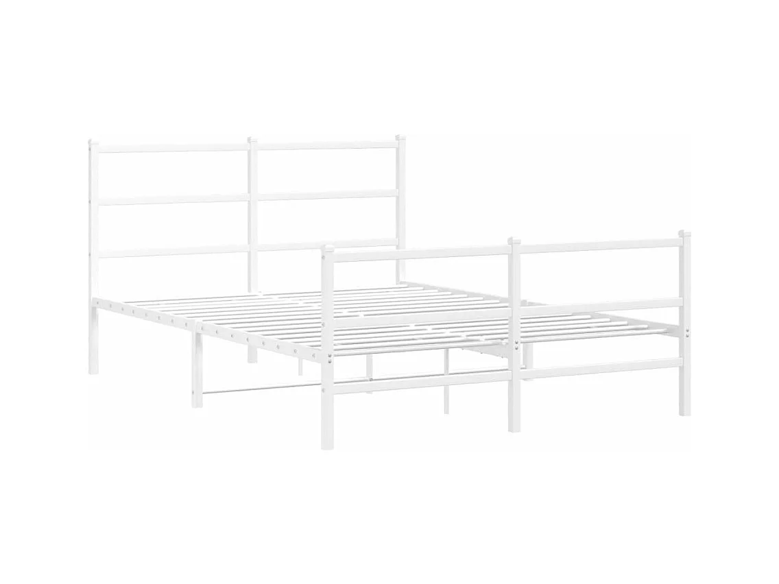 Cadre de lit métal avec tête de lit-pied de lit blanc 140x190