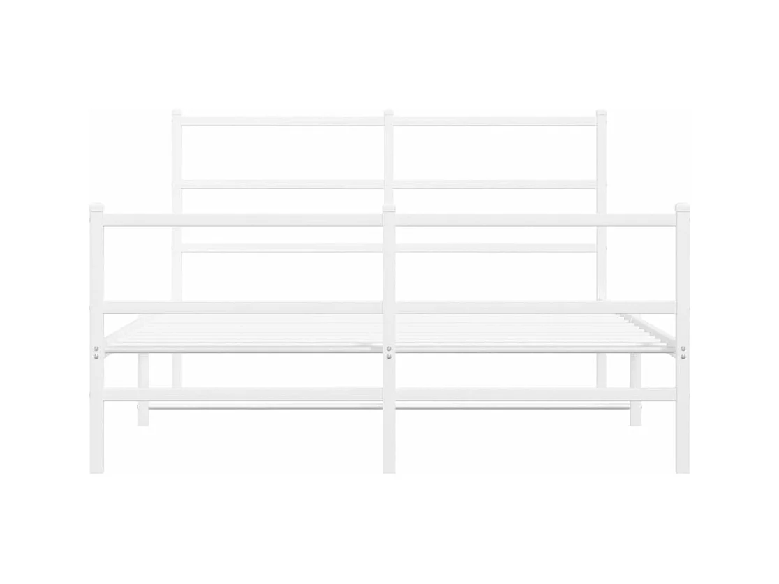 Cadre de lit métal avec tête de lit-pied de lit blanc 140x190