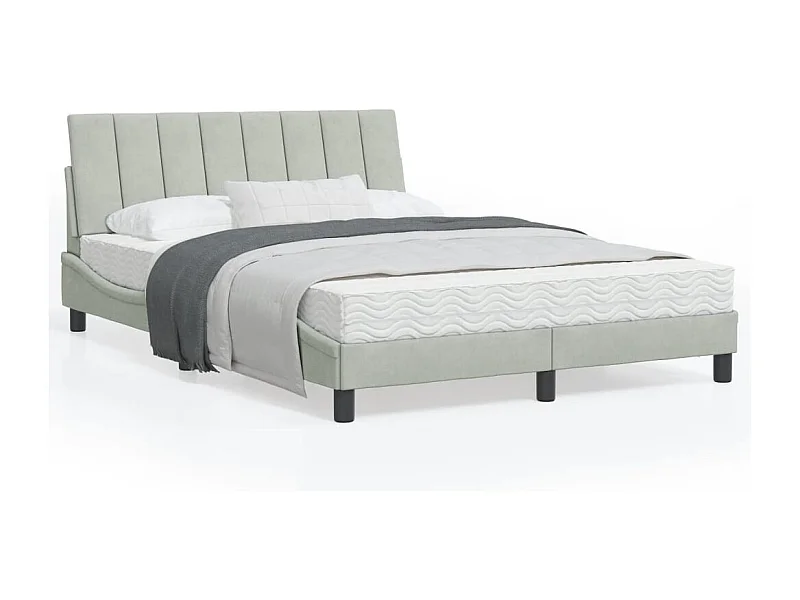 Cadre de lit avec tête de lit Gris clair 120x200