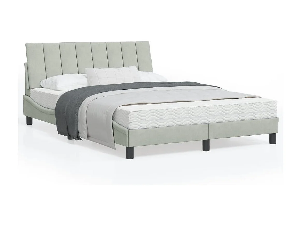 Cadre de lit avec tête de lit Gris clair 120x200