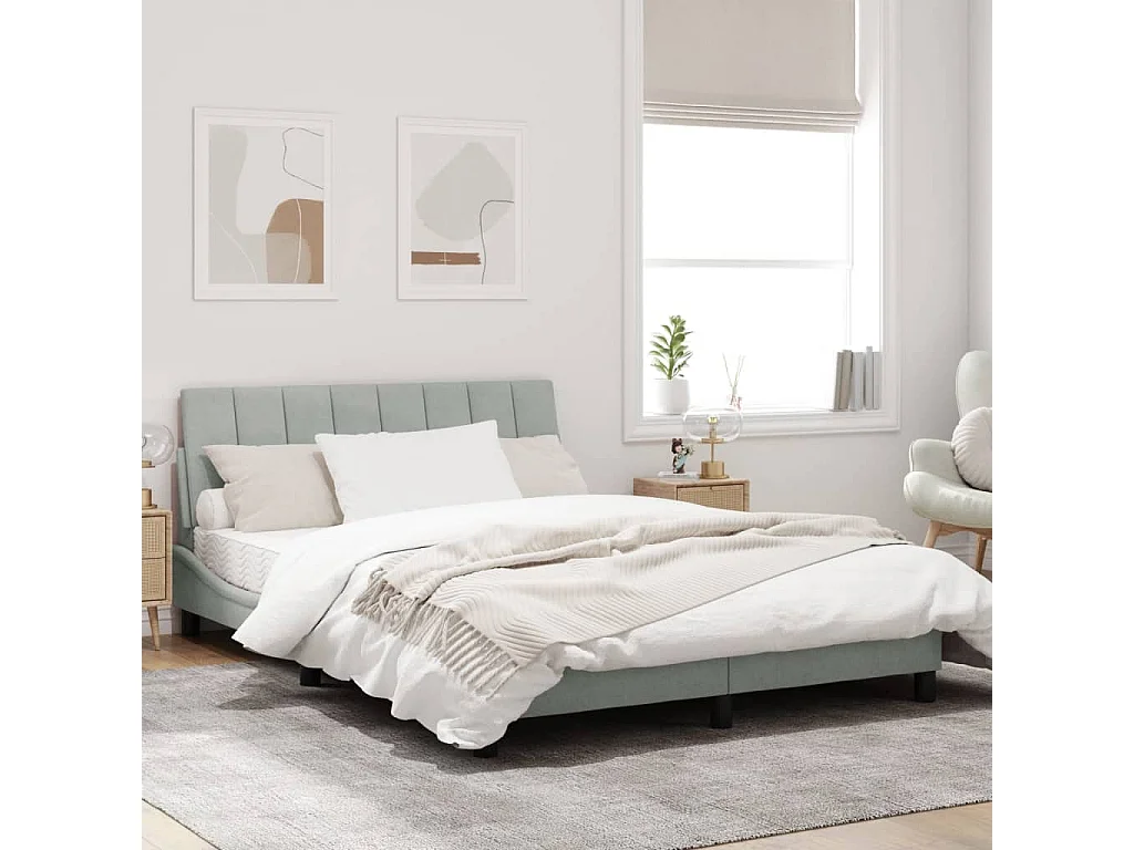 Cadre de lit avec tête de lit Gris clair 120x200