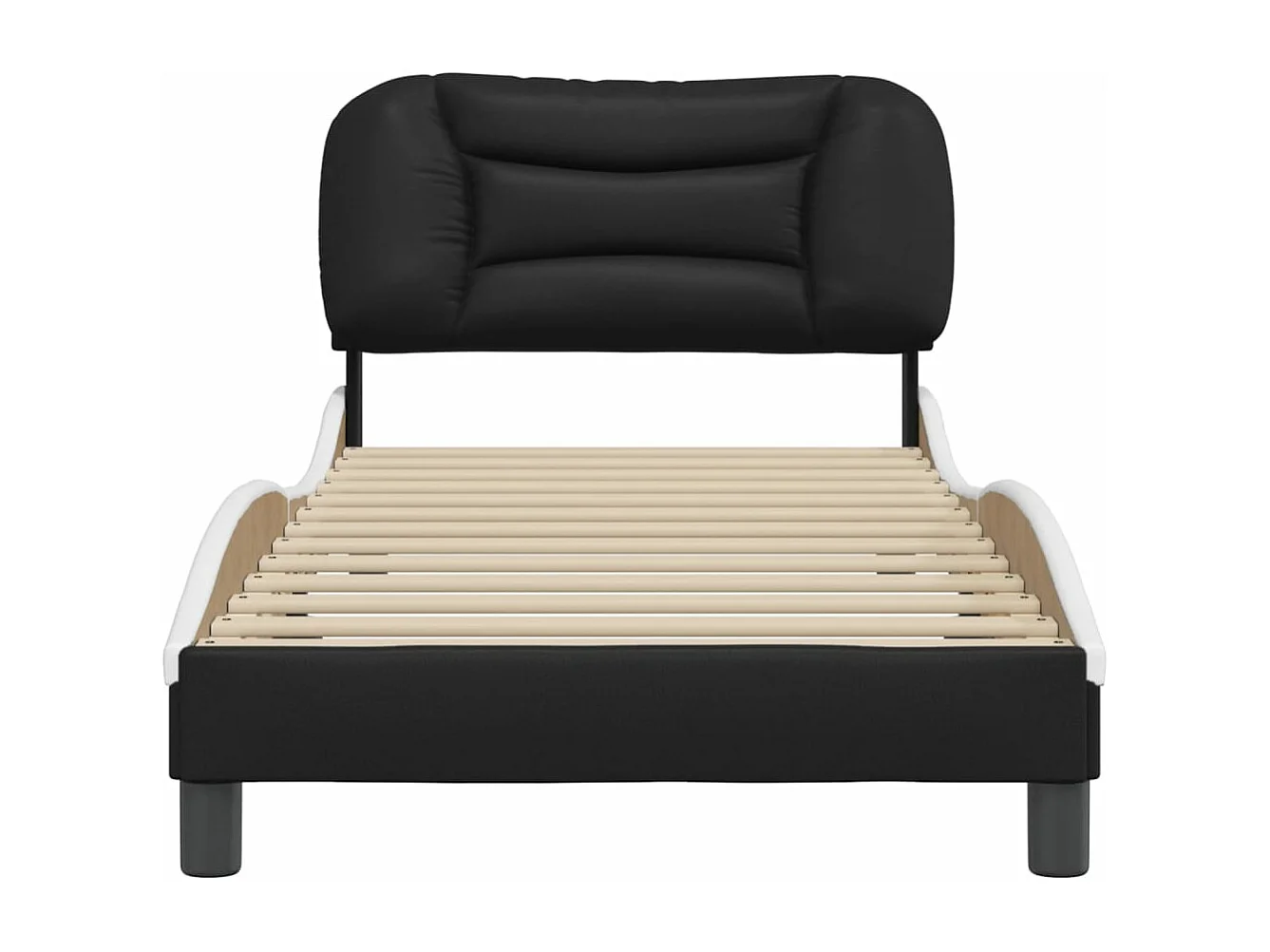 Cadre de lit avec tête de lit noir et blanc 90x190 similicuir