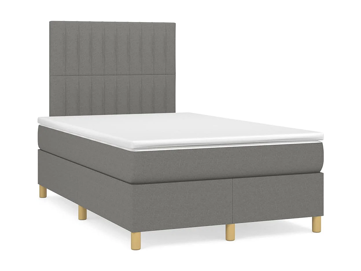 Sommier à lattes de lit matelas LED gris foncé 120x190 tissu