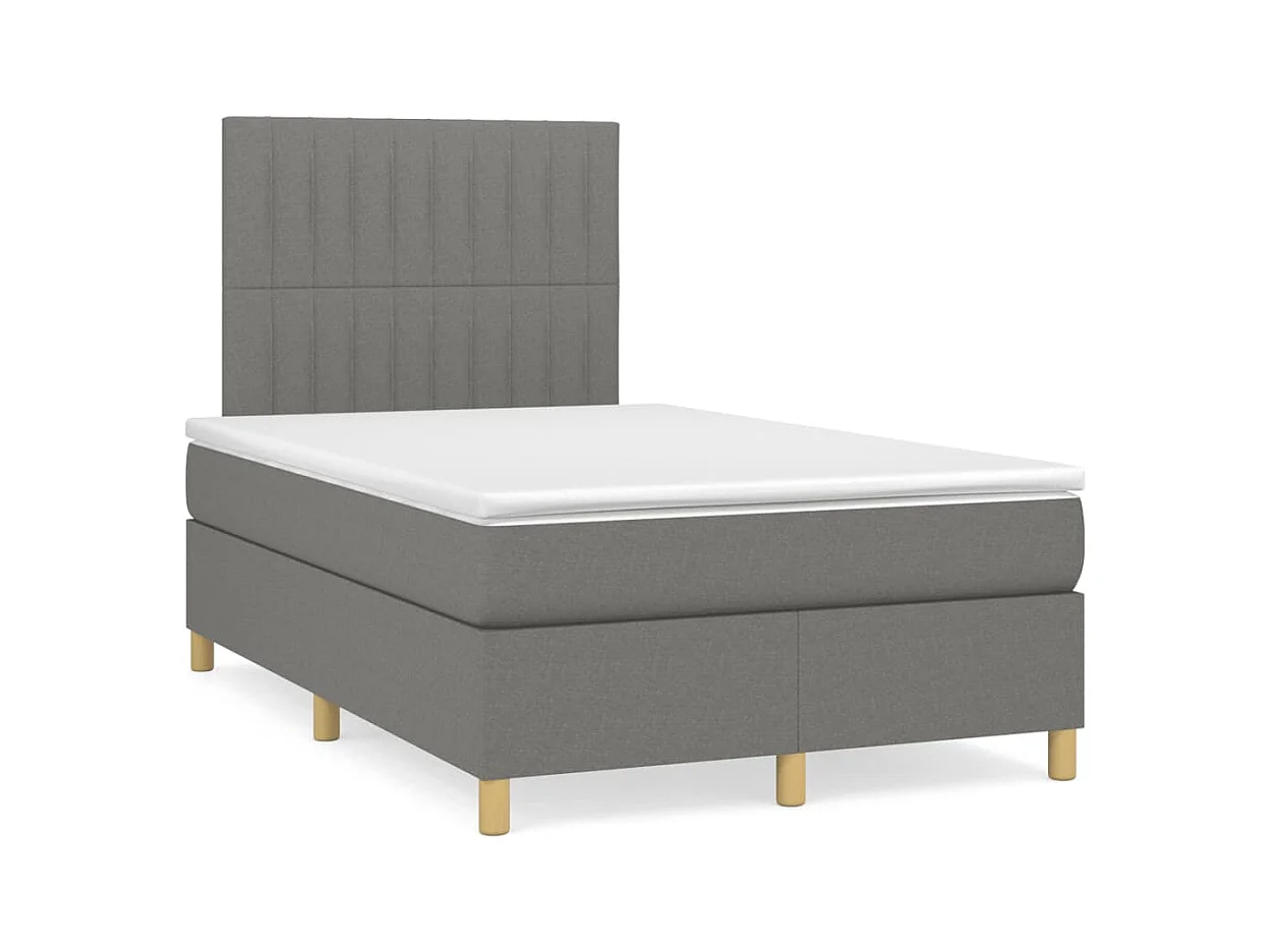 Sommier à lattes de lit matelas LED gris foncé 120x190 tissu