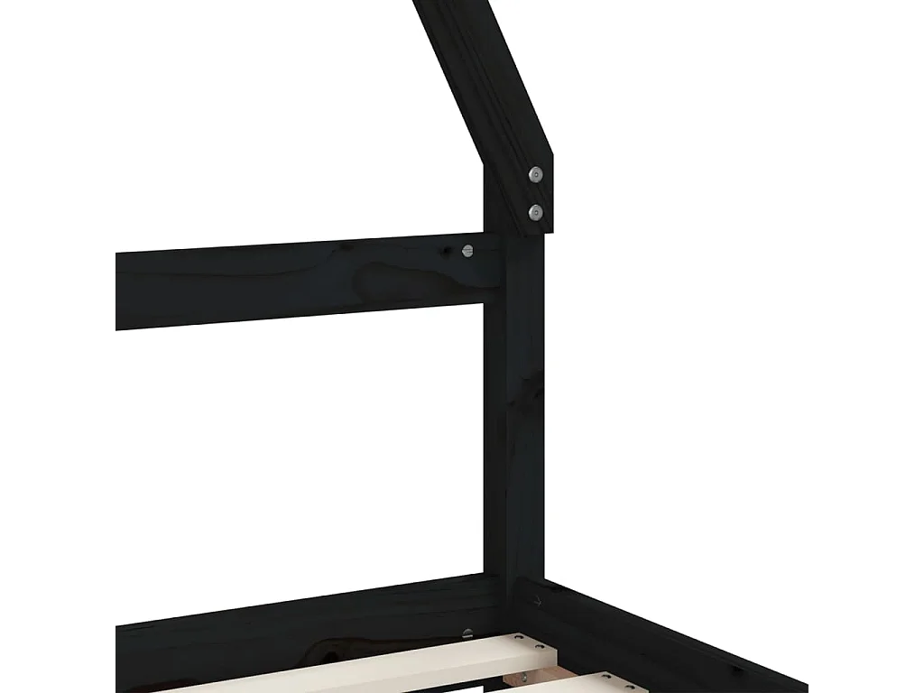 Cadre de lit enfant avec tiroirs noir 90x200 bois pin massif