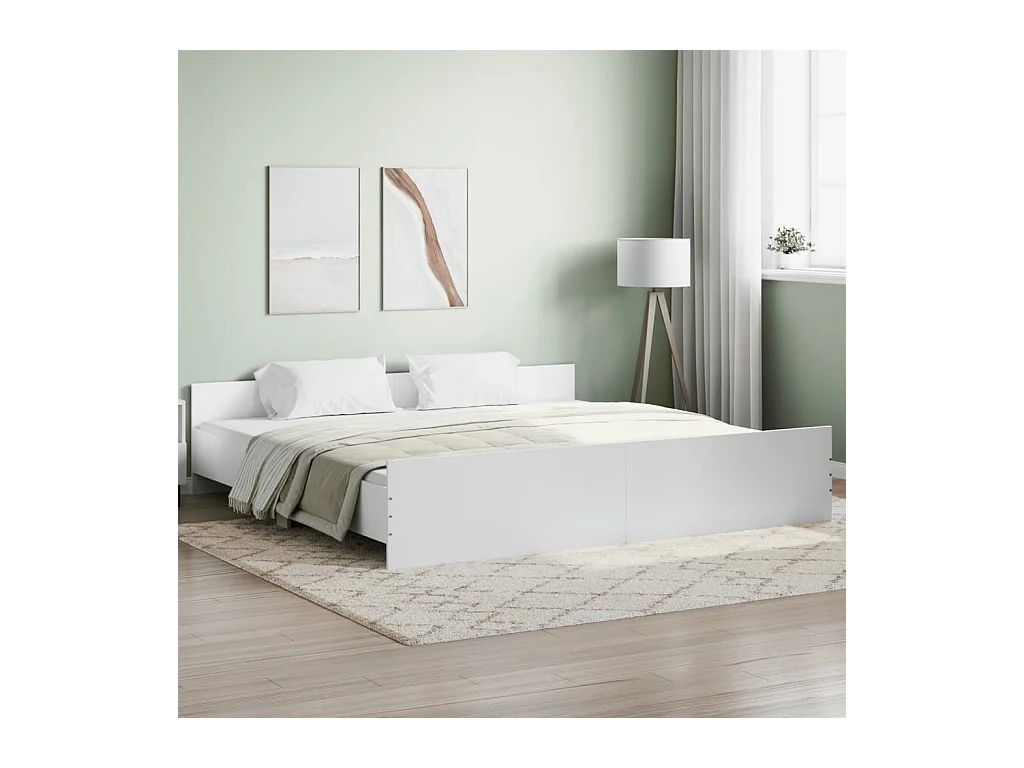 Cadre de lit avec tête de lit-pied de lit blanc 200x200