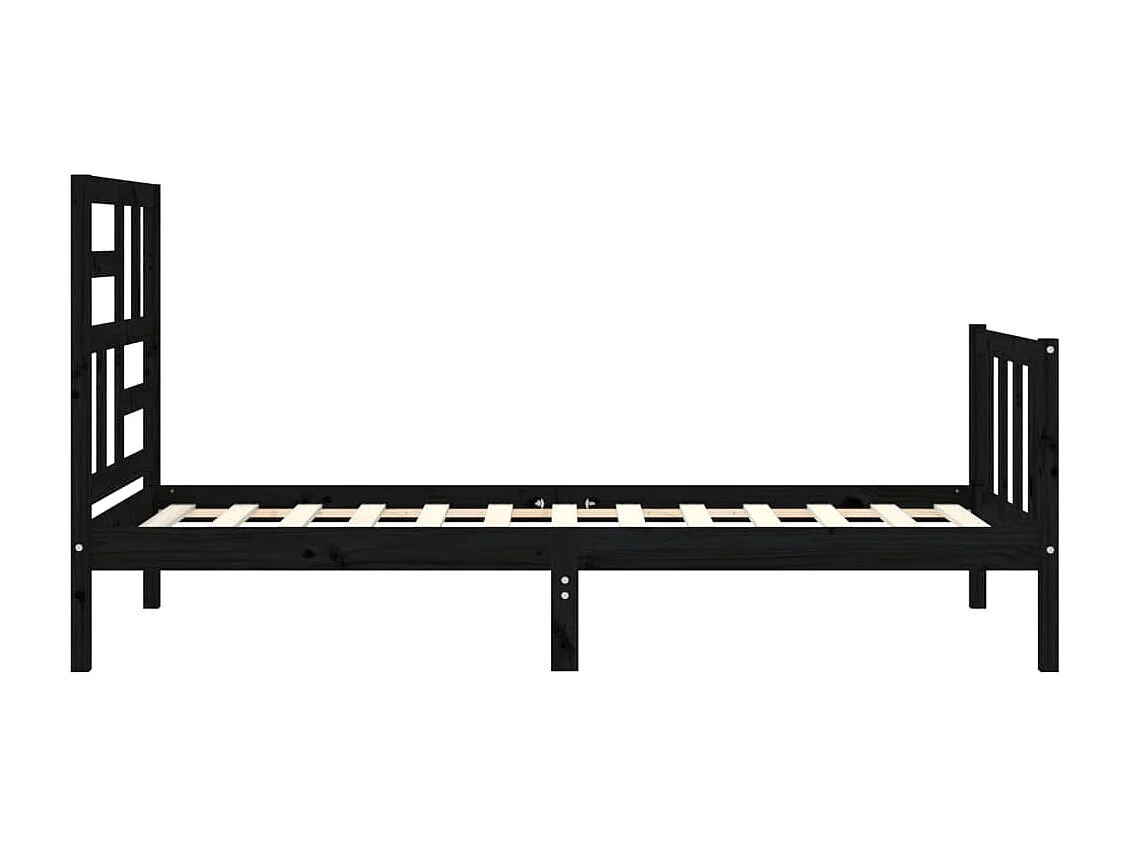 Cadre de lit avec tête de lit noir petit simple bois massif