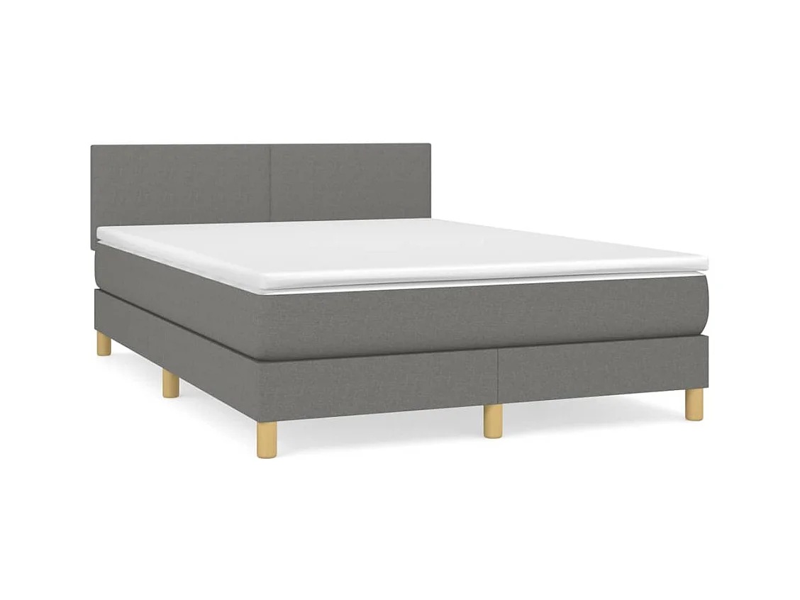 Sommier à lattes de lit avec matelas Gris foncé 140x190 Tissu