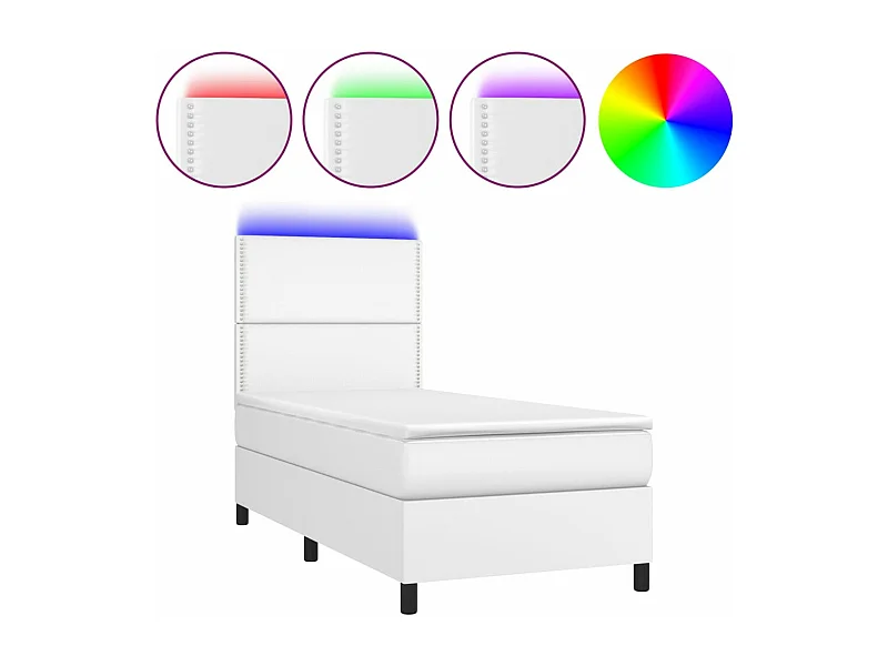 Sommier à lattes de lit avec matelas et LED Blanc 90x200