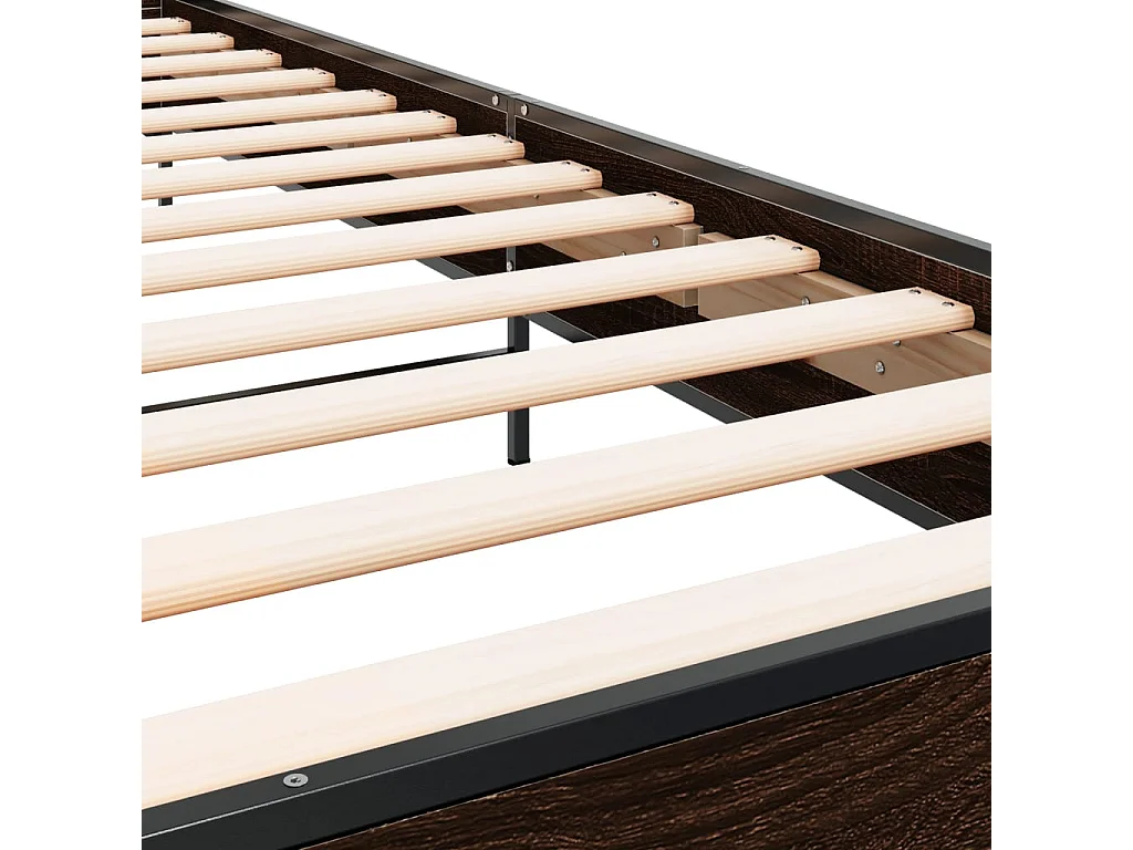Cadre de lit chêne marron 100x200 bois d'ingénierie et métal
