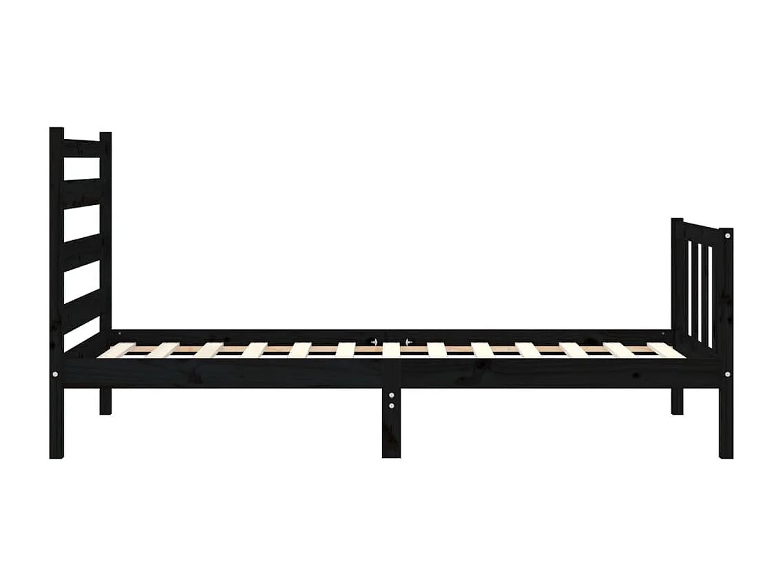 Cadre de lit avec tête de lit noir 90x190 bois massif