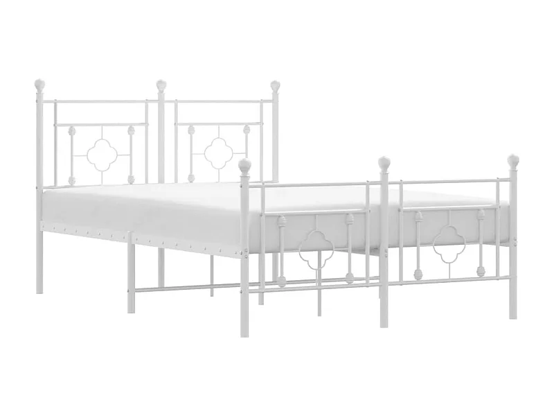 Cadre de lit métal avec tête de lit-pied de lit blanc 120x200