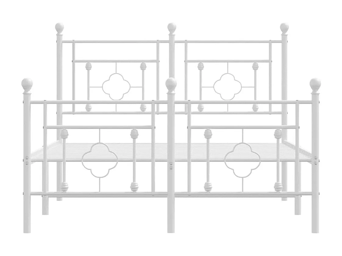 Cadre de lit métal avec tête de lit-pied de lit blanc 120x200