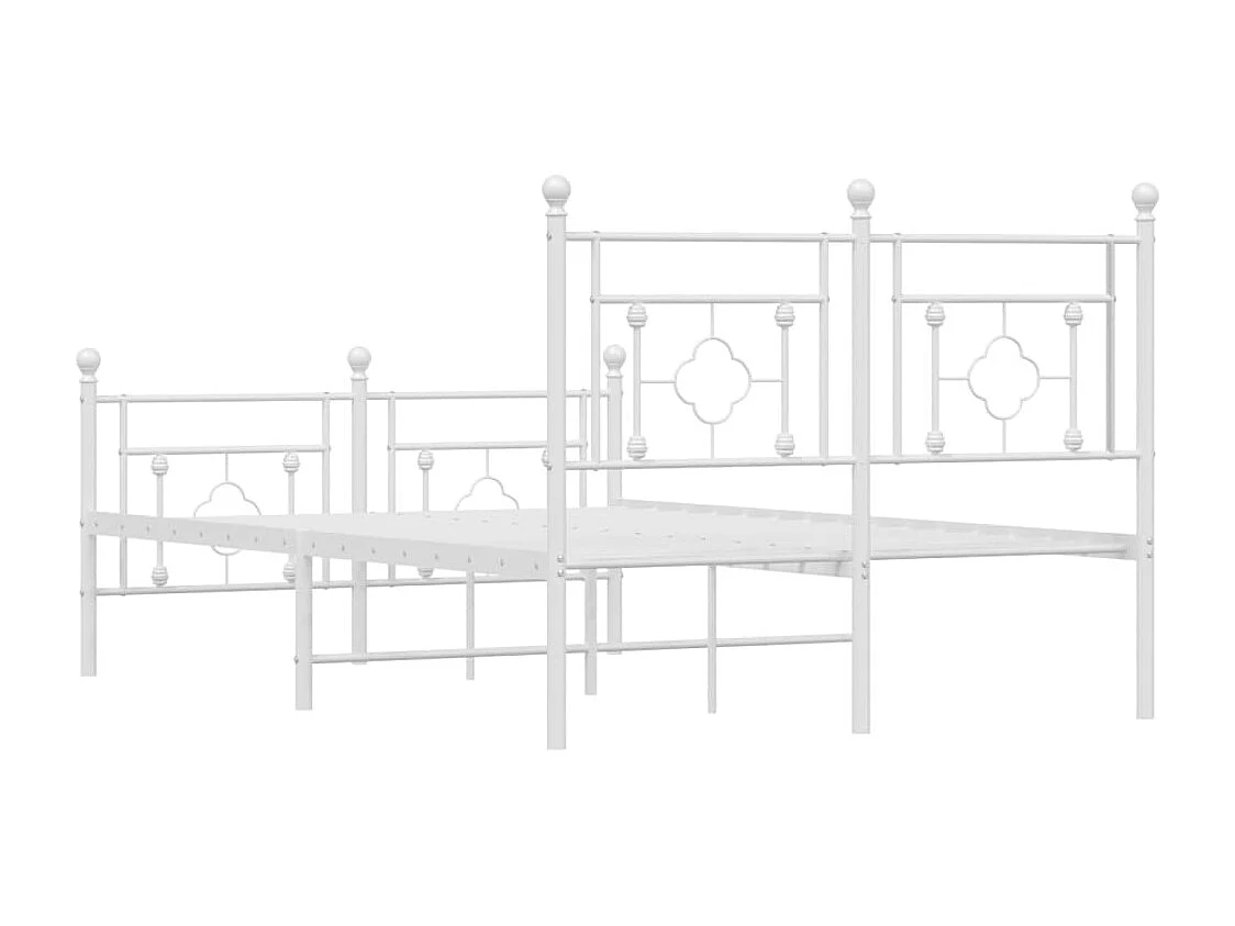 Cadre de lit métal avec tête de lit-pied de lit blanc 120x200