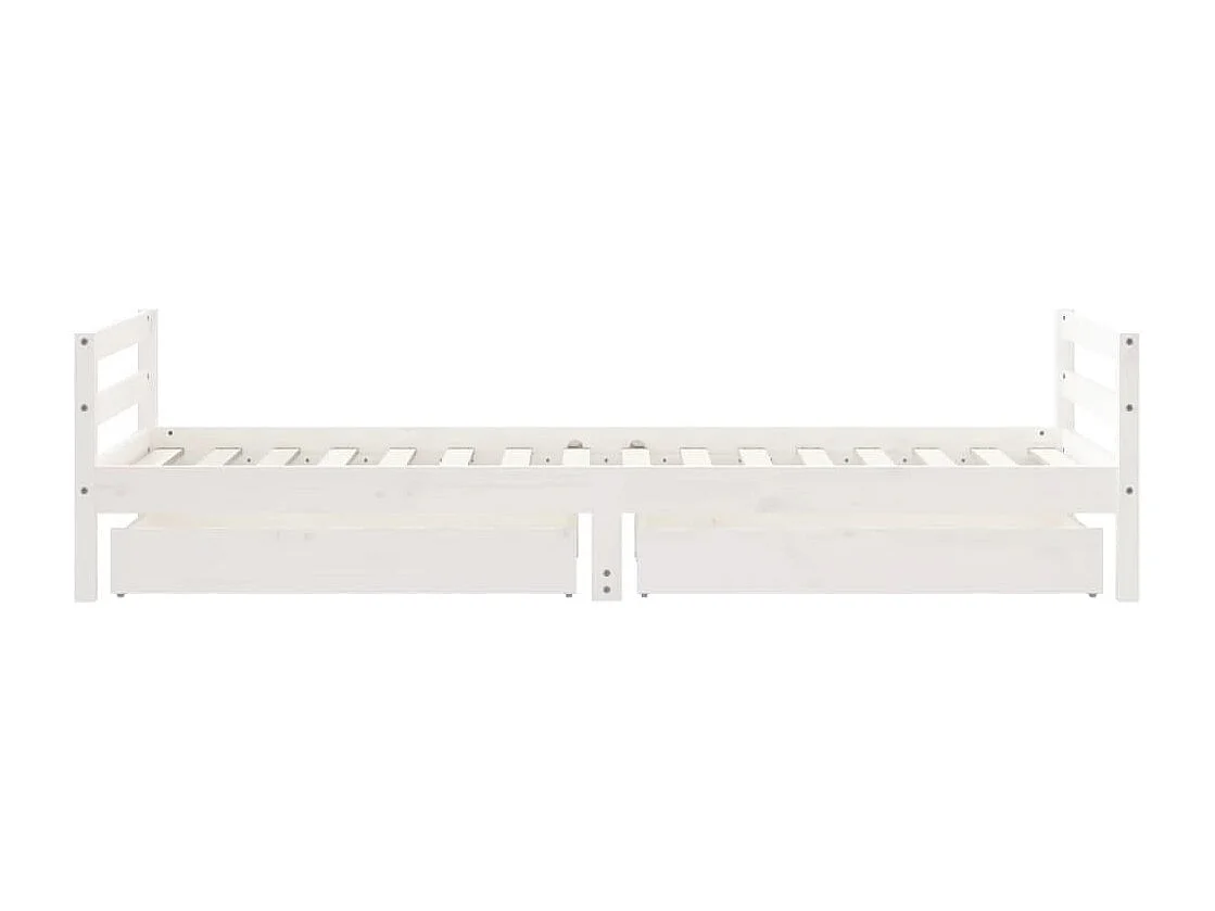 Cadre de lit enfant tiroirs blanc 90x200 bois de pin massif