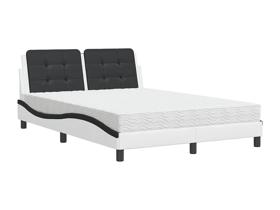 Lit avec matelas blanc et noir 140x190 similicuir