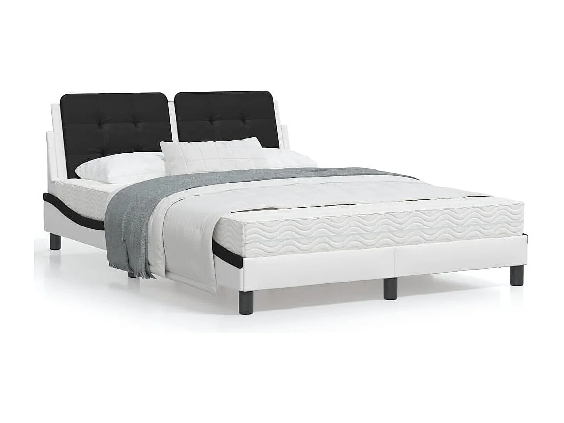 Lit avec matelas blanc et noir 140x190 similicuir