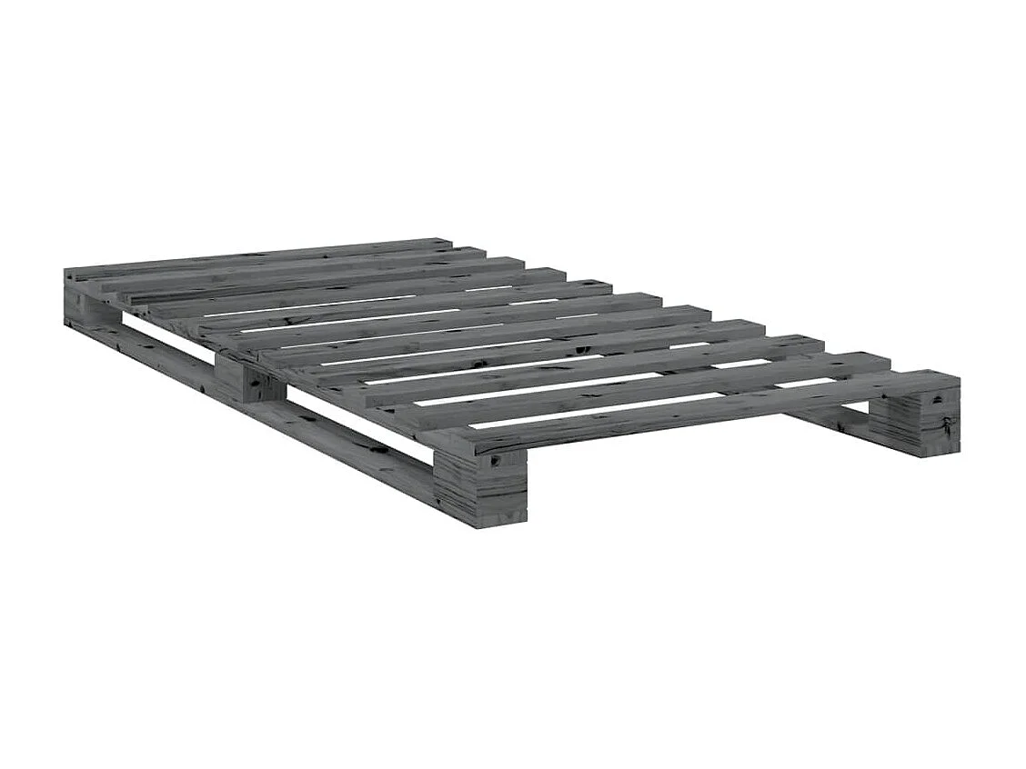 Cadre de lit et tête de lit gris 100x200 bois de pin massif