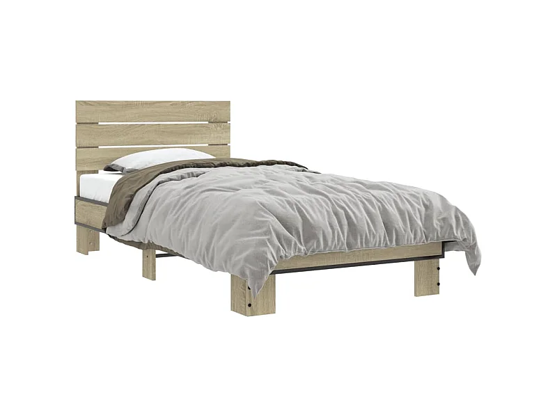 Cadre de lit chêne sonoma 90x190 bois d'ingénierie et métal