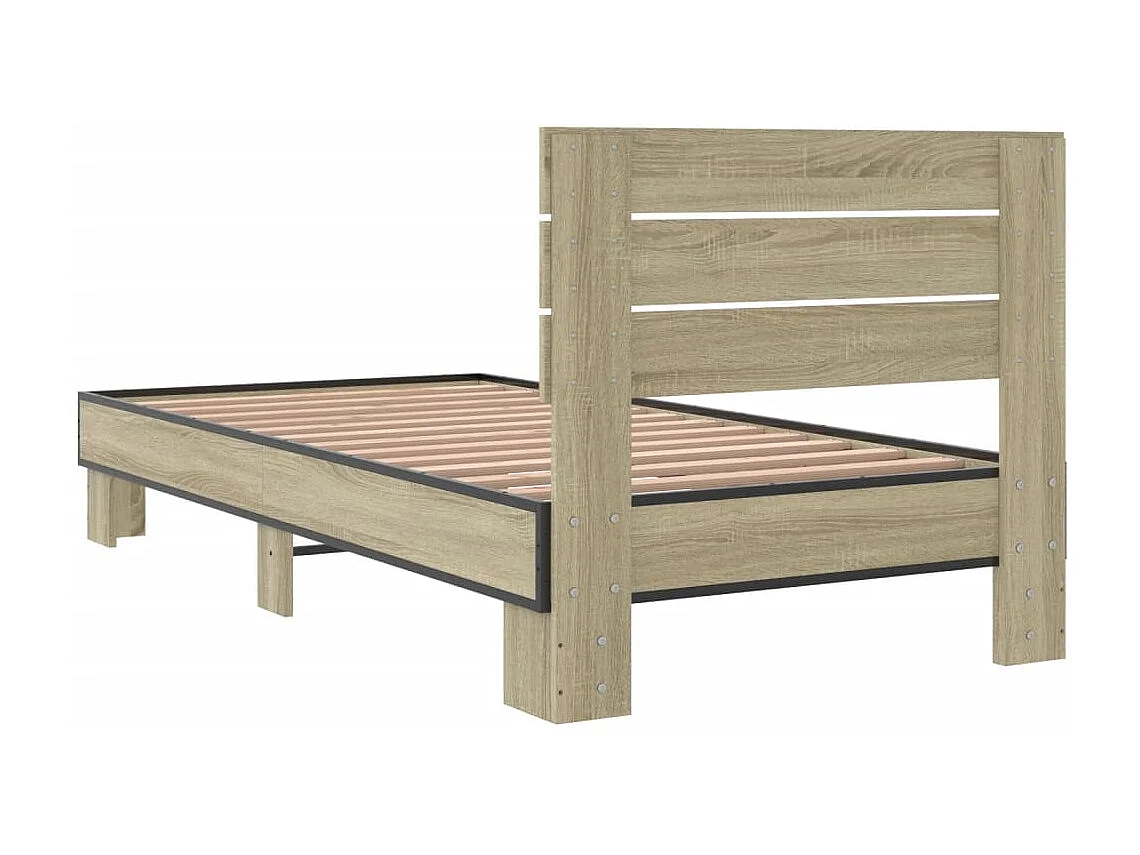 Cadre de lit chêne sonoma 90x190 bois d'ingénierie et métal