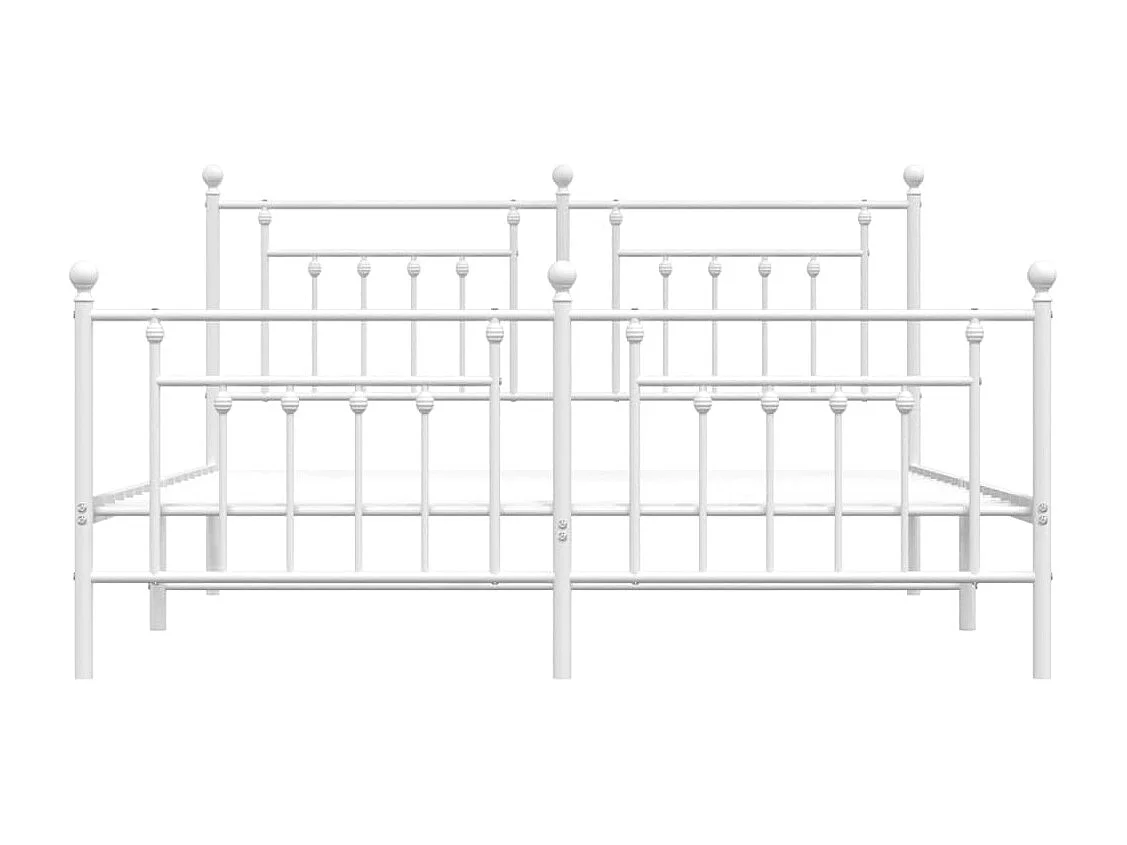 Cadre de lit métal avec tête de lit-pied de lit blanc 160x200