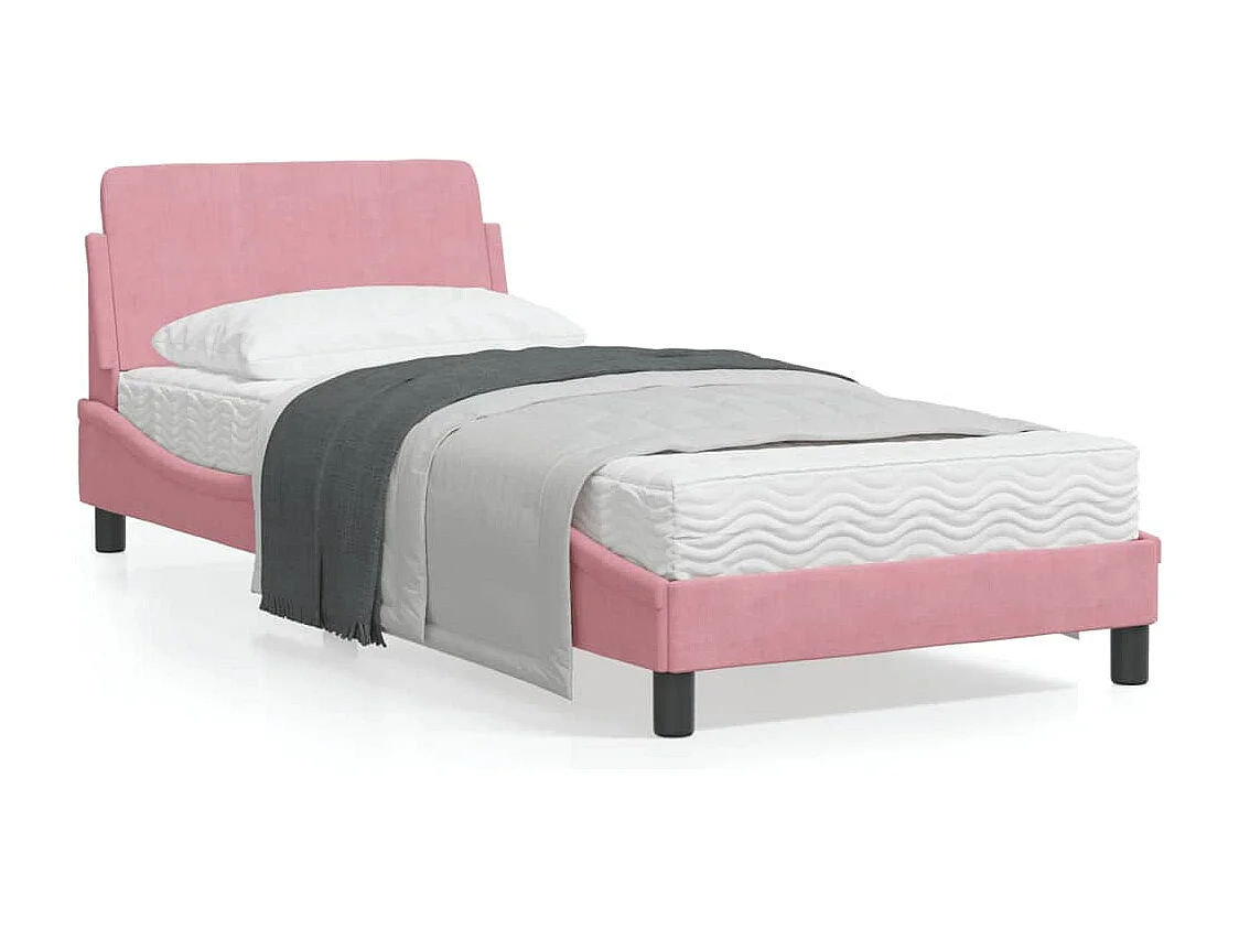 Cadre de lit avec tête de lit Rose 80x200 Velours