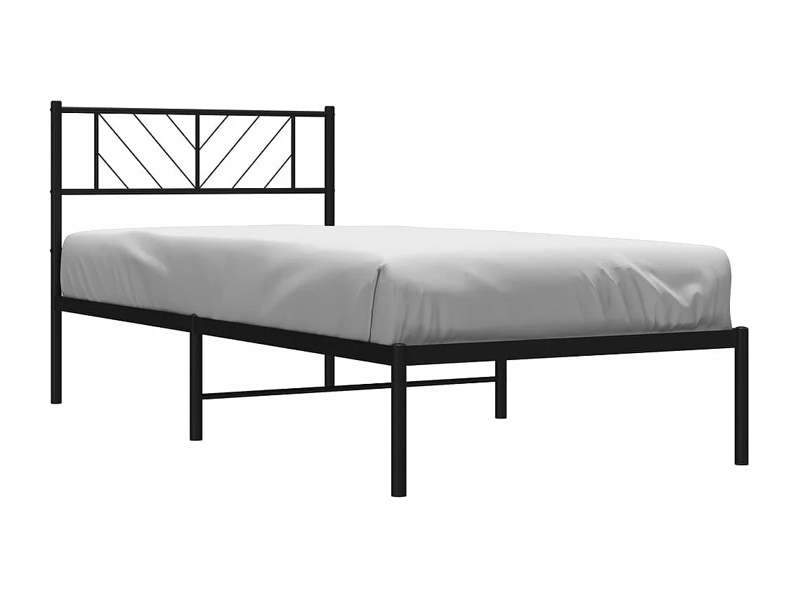 Cadre de lit métal avec tête de lit noir 100x200