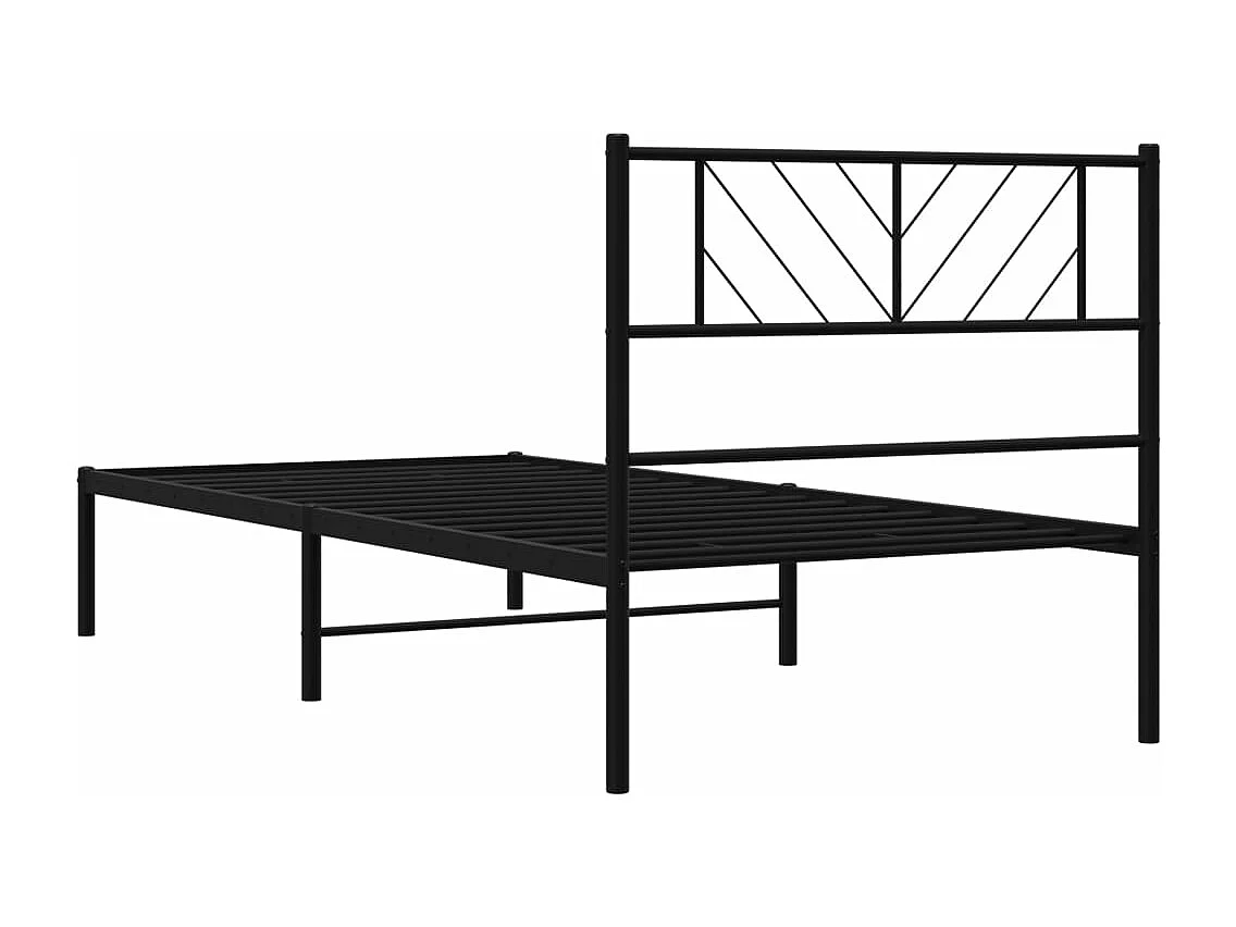 Cadre de lit métal avec tête de lit noir 100x200
