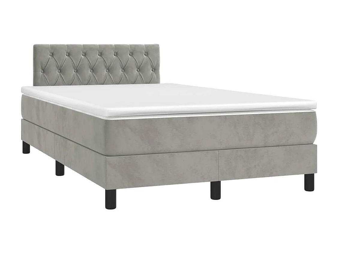Sommier à lattes de lit et matelas gris clair 120x190 velours