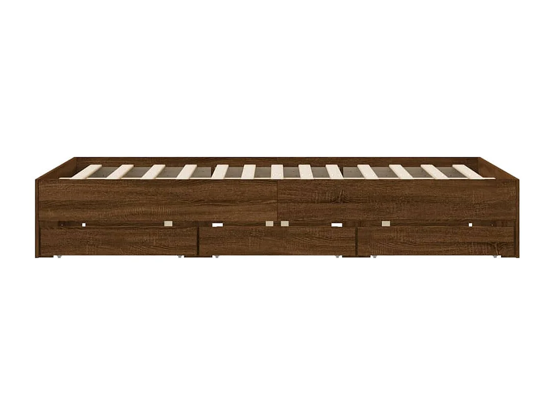 Cadre de lit et tiroirs chêne marron 140x200 bois ingénierie