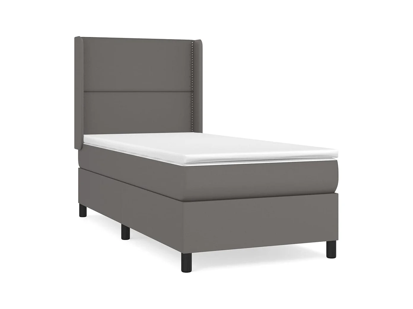 Sommier à lattes de lit avec matelas Gris 90x190 Similicuir