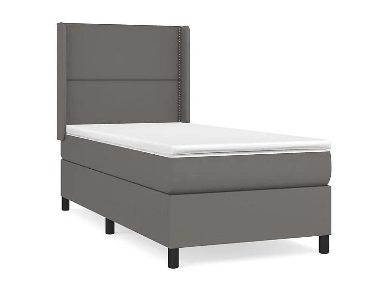 Sommier à lattes de lit avec matelas Gris 90x190 Similicuir