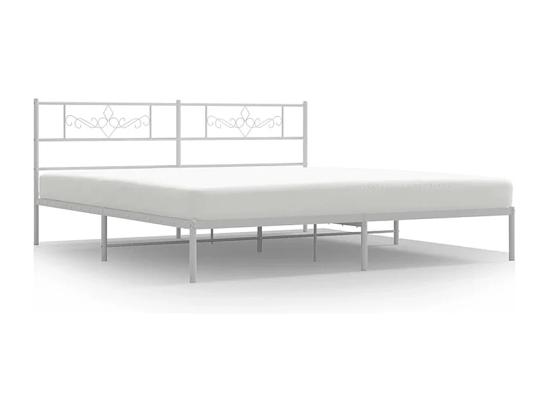 Cadre de lit métal avec tête de lit blanc 193x203