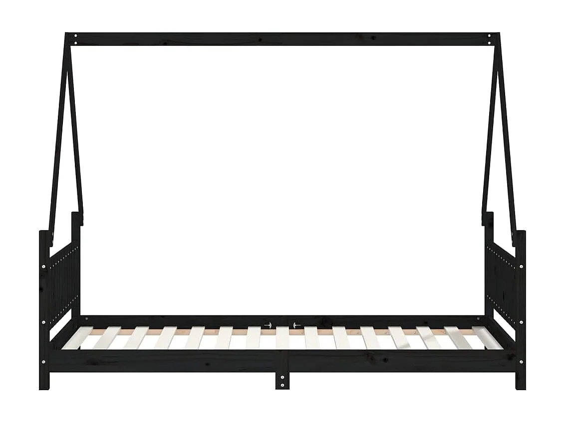 Cadre de lit pour enfants noir 90x190 bois de pin massif