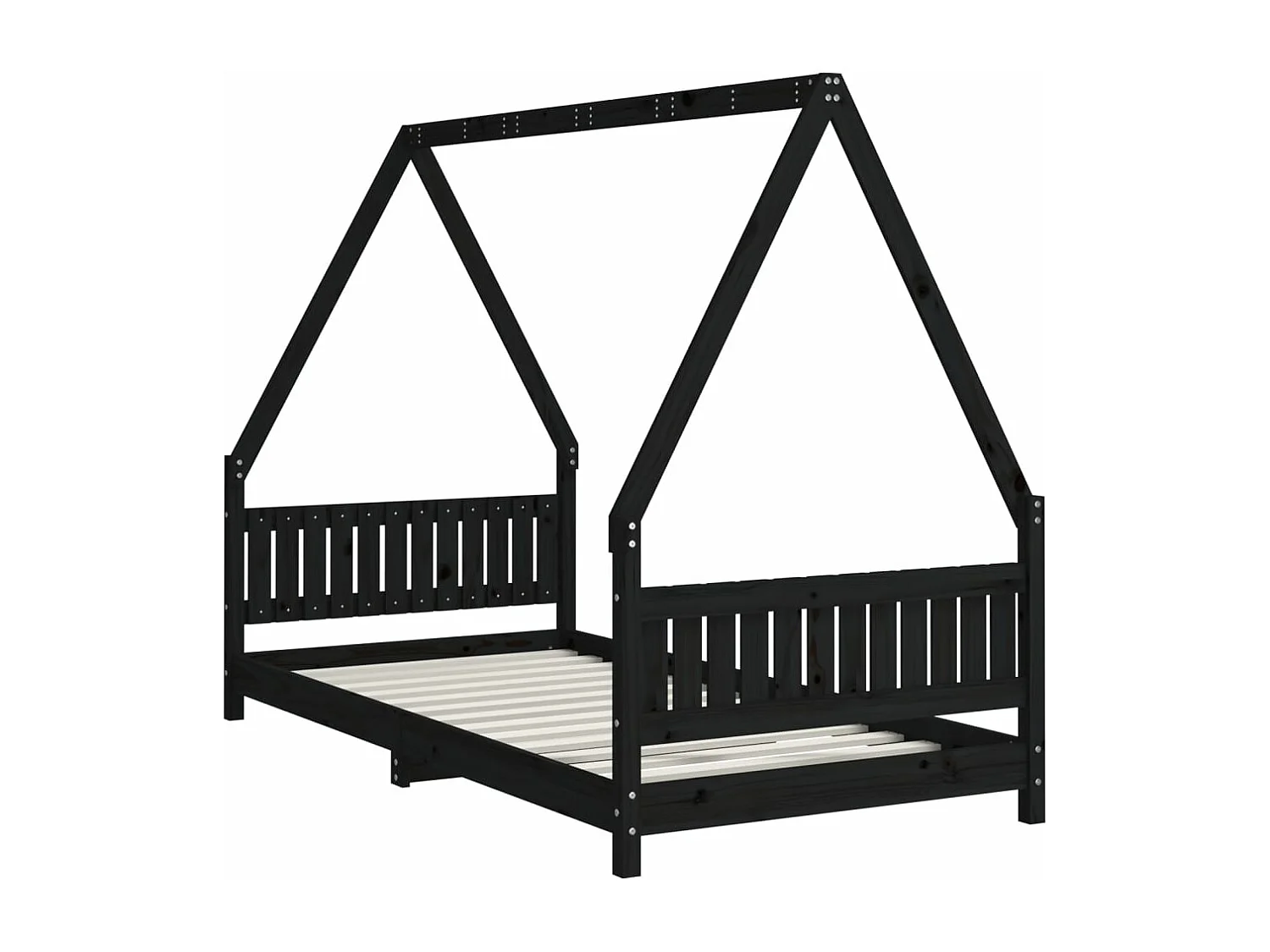 Cadre de lit pour enfants noir 90x190 bois de pin massif