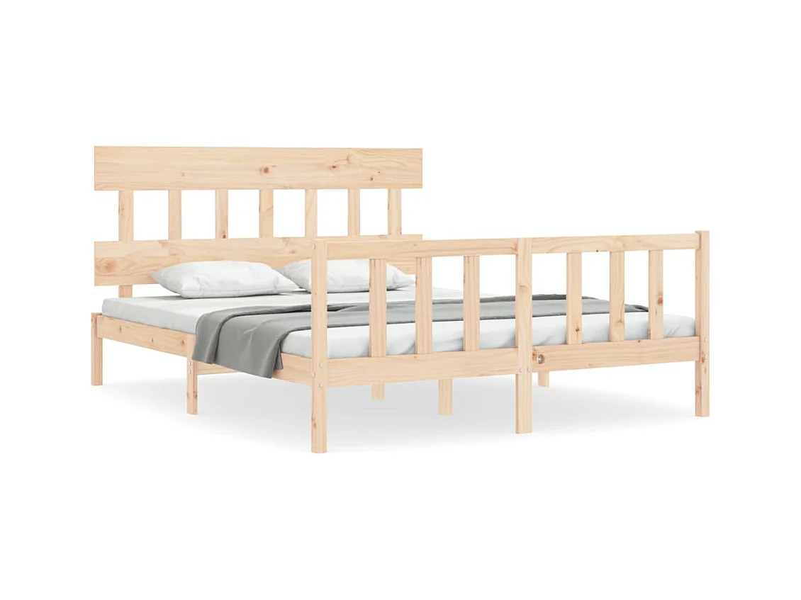 Bedframe met hoofdbord massief hout 160x200 cm