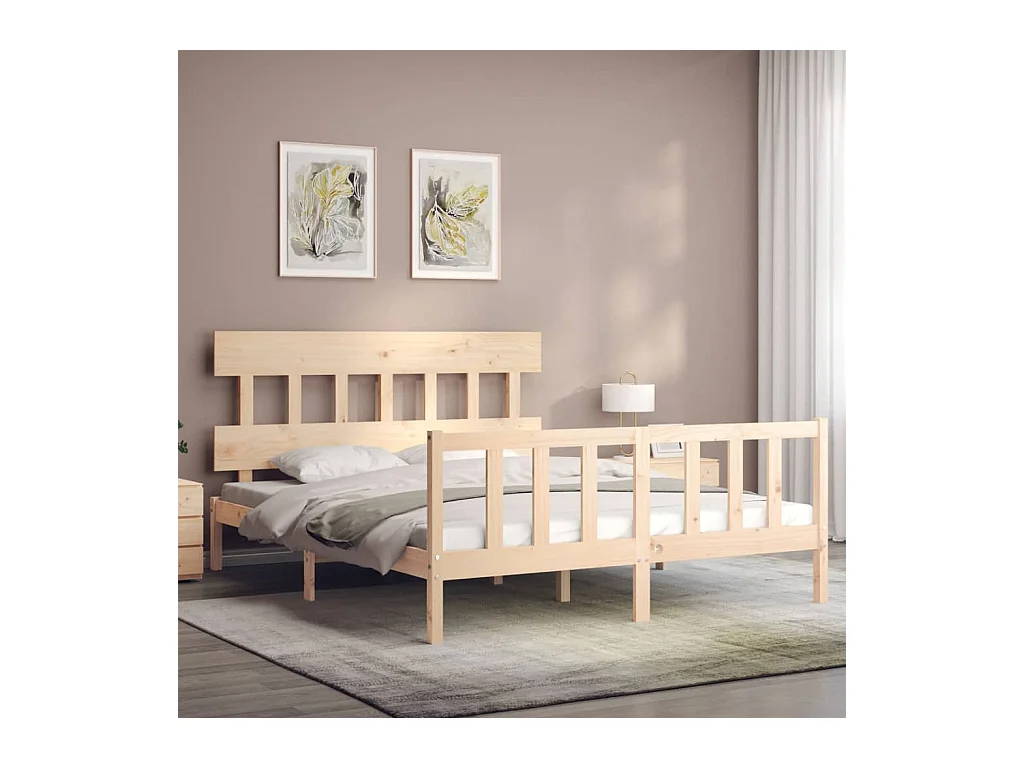 Cadre de lit avec tête de lit 160x200 bois massif