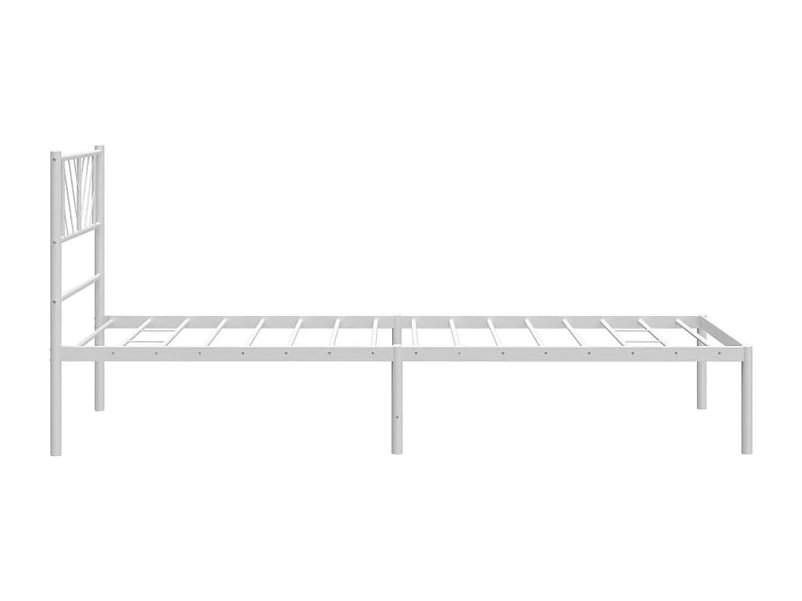 Cadre de lit métal avec tête de lit blanc 90x190
