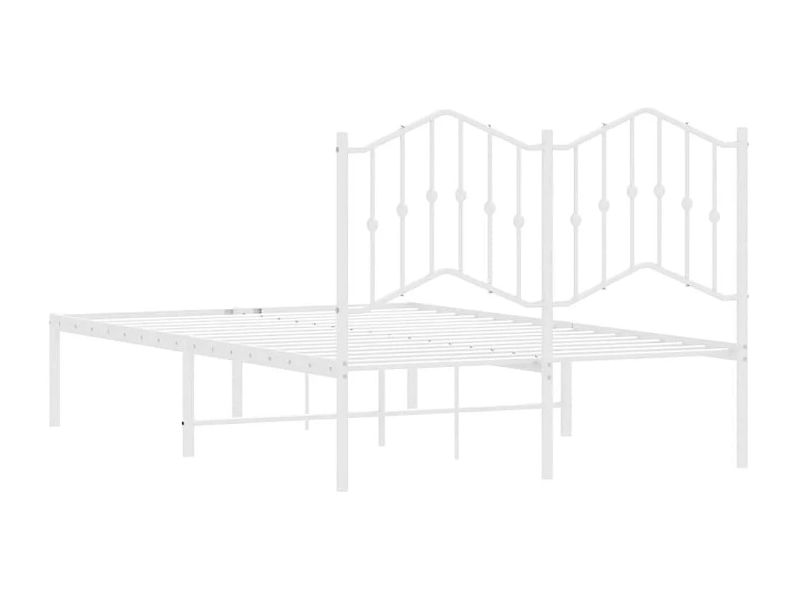 Cadre de lit métal avec tête de lit blanc 120x190