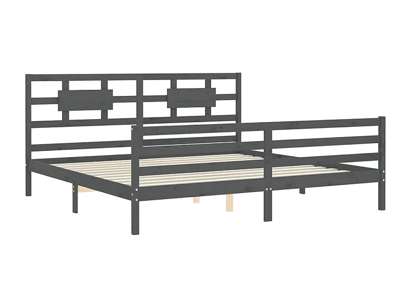 Cadre de lit avec tête de lit gris 200x200 bois massif