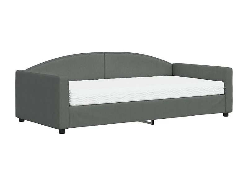 Lit de jour avec matelas gris foncé 100x200 tissu