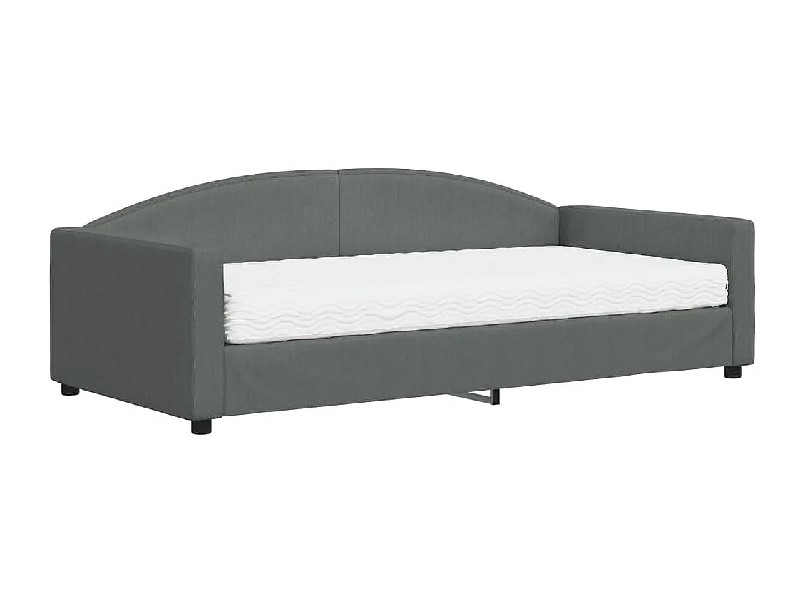 Lit de jour avec matelas gris foncé 100x200 tissu