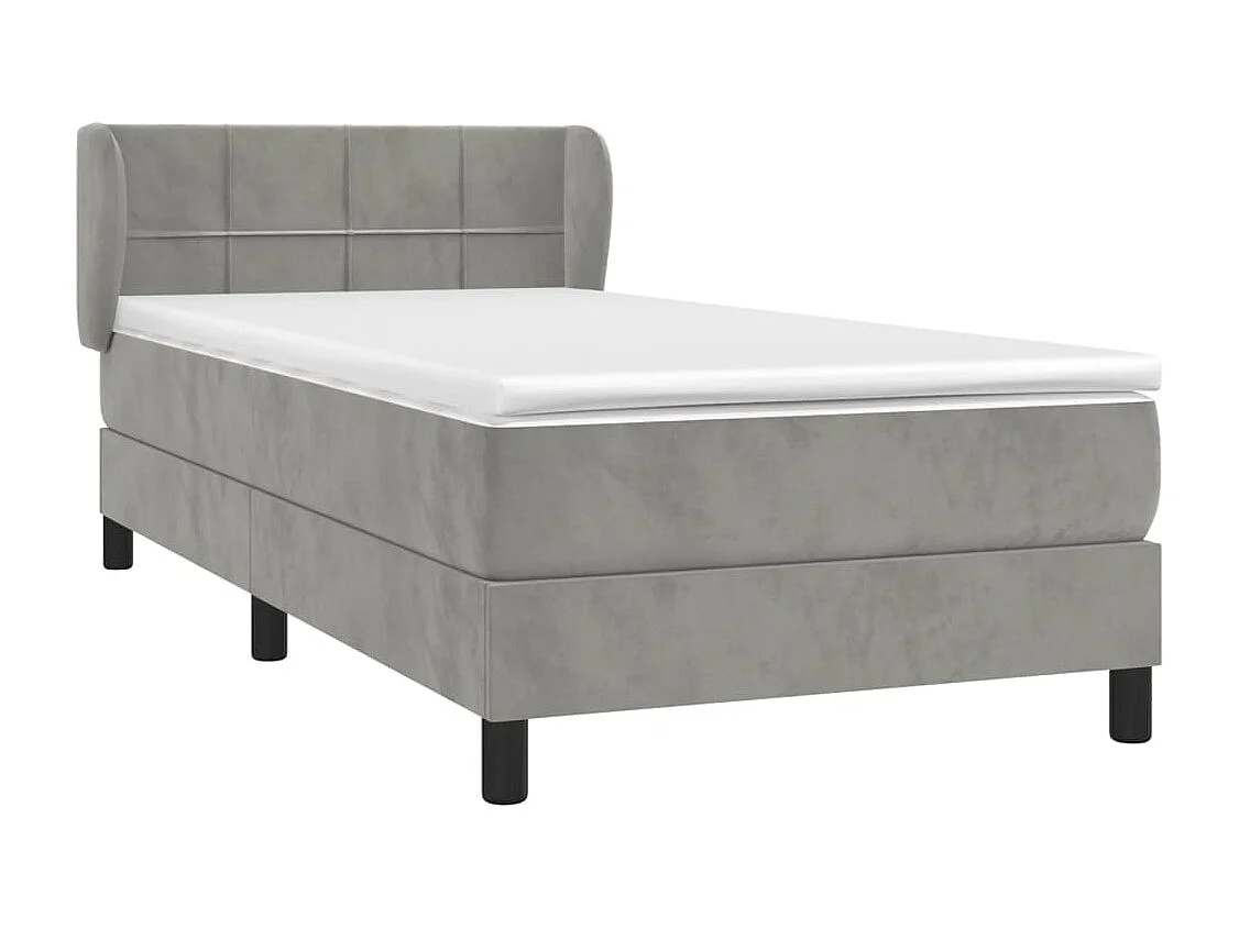 Sommier à lattes de lit et matelas Gris clair 90x190 Velours