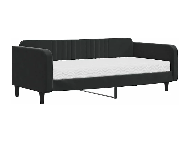 Lit de jour avec matelas noir 100x200 velours