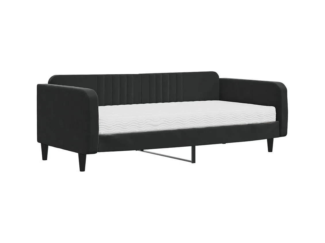 Lit de jour avec matelas noir 100x200 velours