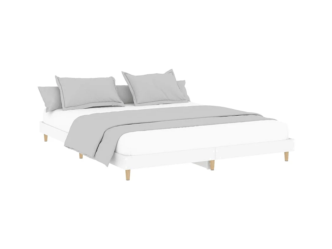 Bedframe LED massief hout wit 120x200 cm