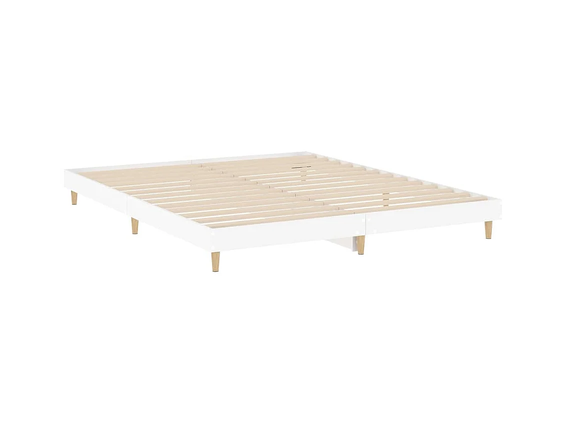 Bedframe LED massief hout wit 120x200 cm
