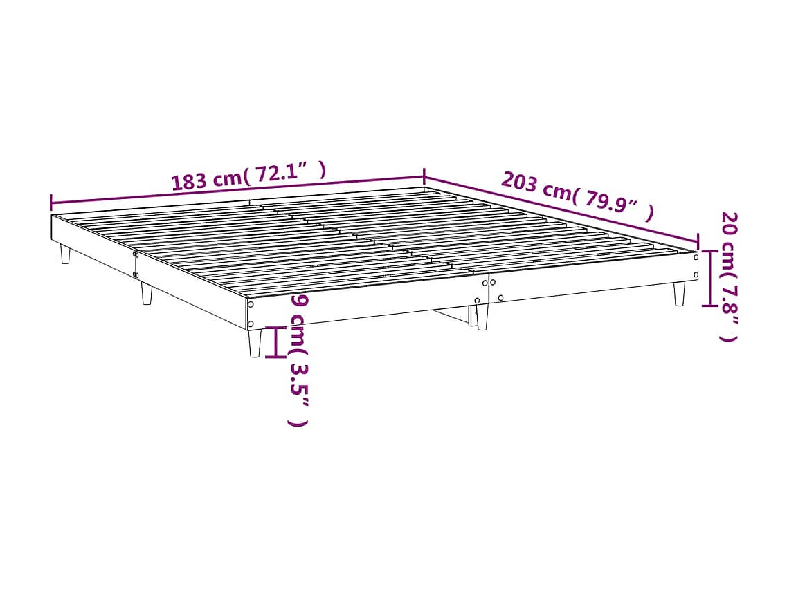 Cadre de lit blanc 120x200 bois d'ingénierie