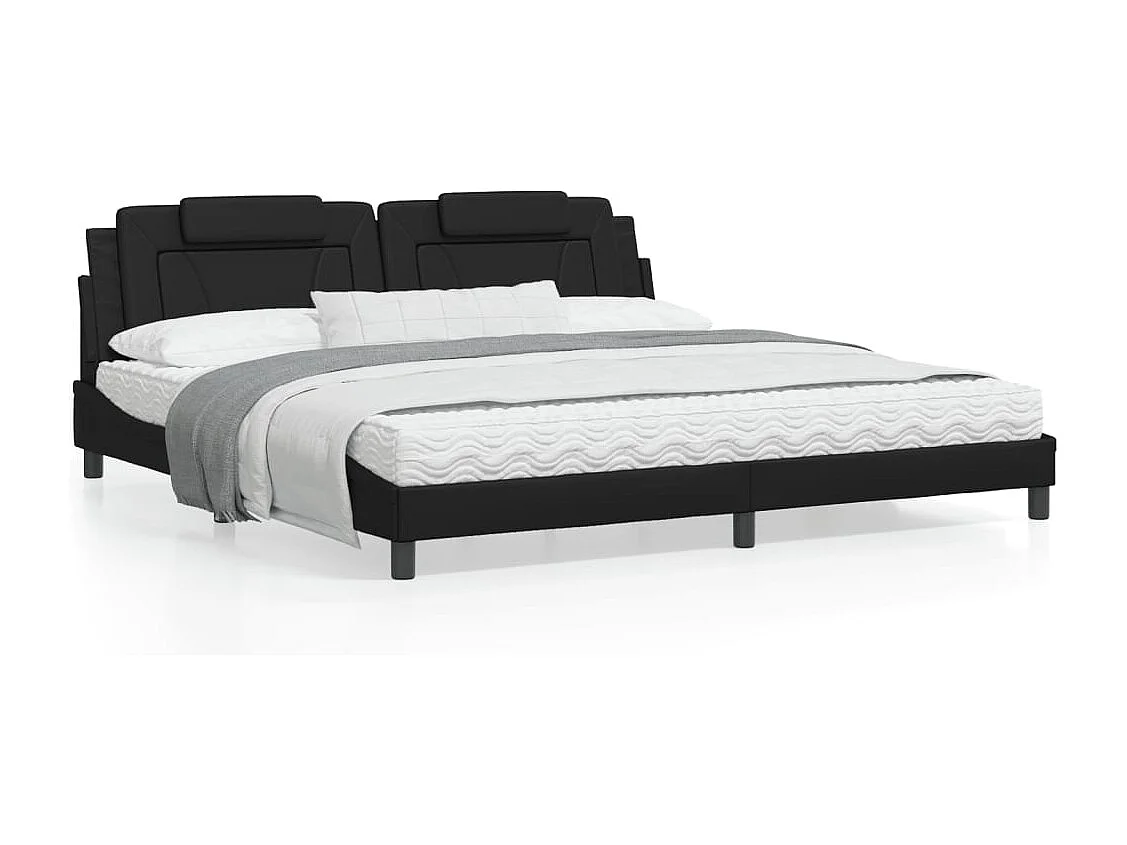 Lit avec matelas noir 200x200 similicuir